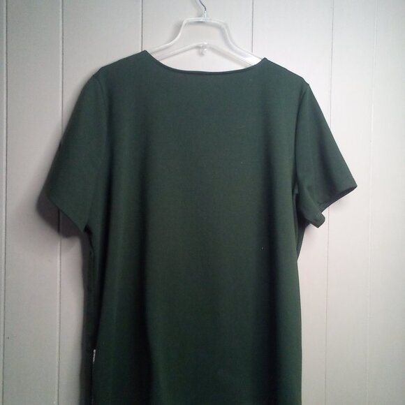 Brooke Shields Timeless Blouse XL Short Sleeve Side Zippers Green - Picture 2 of 12